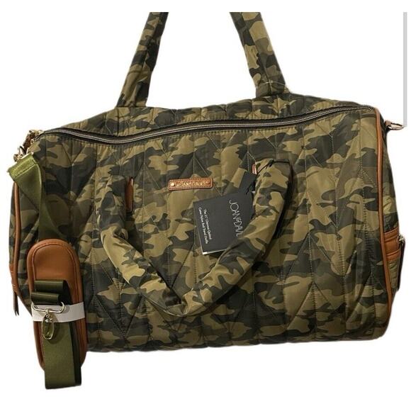 JOAN & DAVID 21” Chevron Quilted Camo Nylon Roll Travel Duffle Bag NWT $205 - Picture 2 of 7